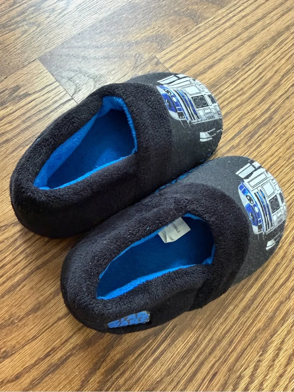 Star Wars R2-D2 Plush Slippers, Black & Blue, toddler size 7-8